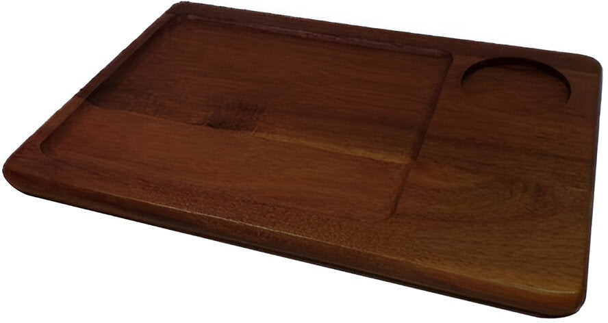 On The Table - 13" x 5" Brown Acacia Wood Appetizer Plate, Pack of 12 - 110-AA