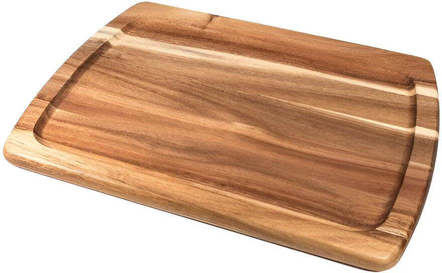 On The Table - 14" x 10.5" Brown Acacia Wood Extra Large Plate, Pack of 12 - 119