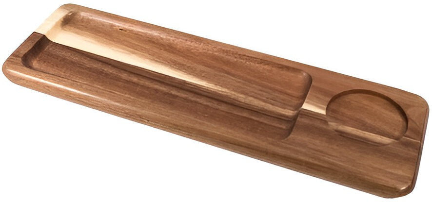 On The Table - 14" x 4.5" Brown Acacia Wood Narrow Appetizer Plate, Pack of 12 - 129