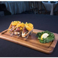 On The Table - 14" x 7" Brown Acacia Wood Long Plate, Pack of 12 - 105