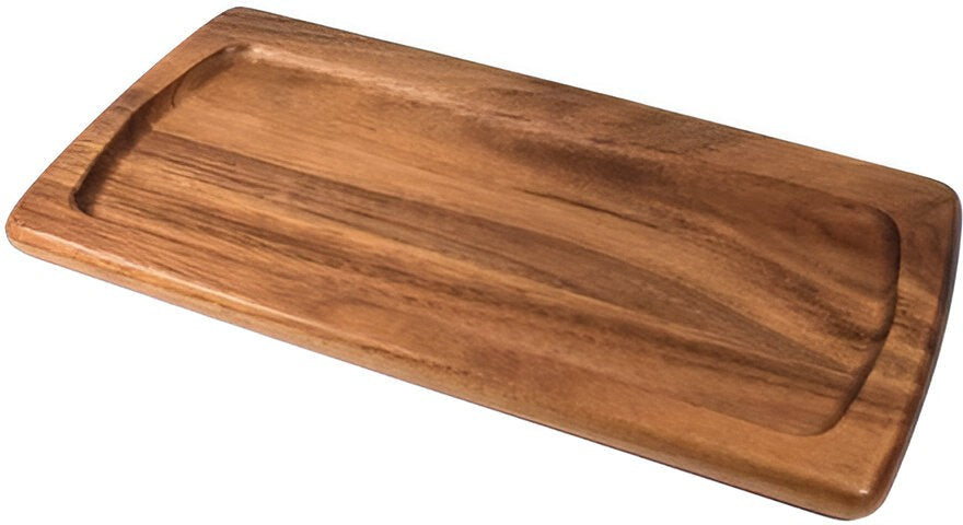 On The Table - 14" x 7" Brown Acacia Wood Long Plate, Pack of 12 - 105