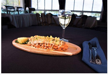 On The Table - 15.5" x 7.5" Brown Acacia Wood Oval Long Plate, Pack of 12 - 118-O