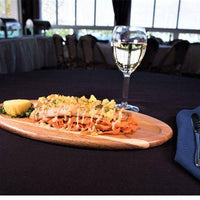 On The Table - 15.5" x 7.5" Brown Acacia Wood Oval Long Plate, Pack of 12 - 118-O