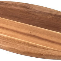 On The Table - 15.5" x 7.5" Brown Acacia Wood Oval Long Plate, Pack of 12 - 118-O