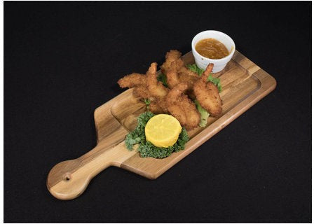 On The Table - 17" x 6.5" Brown Acacia Wood Standard Paddle Board With Trough, Pack of 12 - 101-T