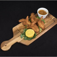 On The Table - 17" x 6.5" Brown Acacia Wood Standard Paddle Board With Trough, Pack of 12 - 101-T