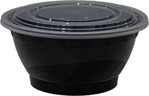 PCMPAK - 38 Oz Black PP Microwaveable Soup Bowl Container, 150/Cs - B-42