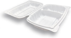PCMPAK - 9" X 6" X 3" White Hinged container with 2 Compartments, 250/Cs - SL-962