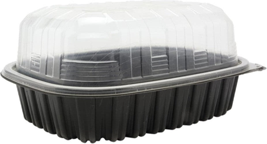 Pactiv Evergreen - 10" x 7" x 4.5" Large/Medium Chicken Roaster Combo, 100/Cs - YCNC6008FUDZ