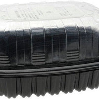 Pactiv Evergreen - 10" x 7" x 4.5" Large/Medium Roaster Hot/Cold Display, Takeout Container, Black Base with Clear Dome, Pack of 100- YCNC600800DZE