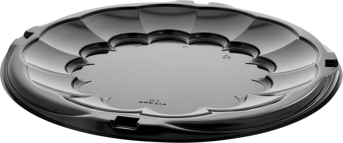 Pactiv Evergreen - 12" Black Plastic Round Catering Tray, 50/Cs - 9812K