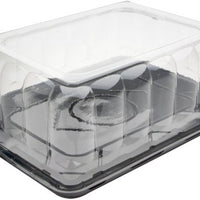 Pactiv Evergreen - 15" x 11" x 5" UltraView Cake Dome with Black Base Tab on Short Side for 1/4 Sheet Cake, 55 Sets/Cs - YQSB500RSTAB (Special Order Item)