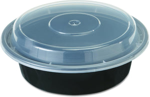 Pactiv Evergreen - 16 Oz Black Plastic Container Combo, 100/cs - TV57109