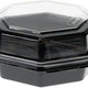 Pactiv Evergreen - 16 Oz RPET Hinged Lid Octagon Take Out Container with Black Base and Clear Lid, 150/Cs - 12096