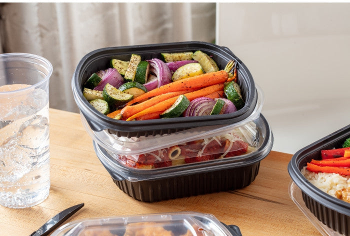 Pactiv Evergreen - 24 Oz Black Rectangle Takeout Container Base Medium Microwavable, 295/Cs - YCN846240000