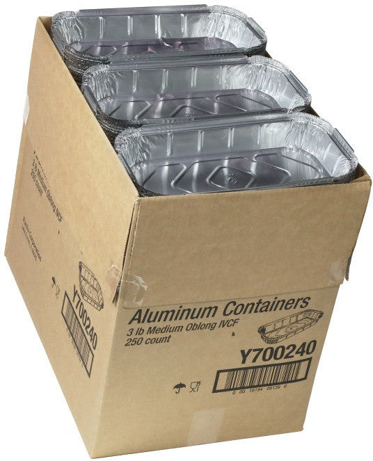 Pactiv Evergreen - 3 Lb. Oblong Aluminum Takeout Container, 250/cs - 7002-40