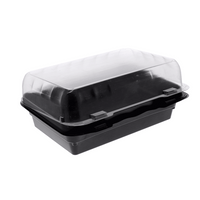 Pactiv Evergreen - 30 Oz Black/Clear Hinged Snack Box Container with Lid, Pack of 200 - 0EH896220000
