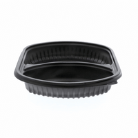 Pactiv Evergreen - 31 Oz, 9.375 X 8 X 1.5" Large Black Microwavable 2-Compartment Rectangle Takeout Container Base, Pack of 250 - 0CN846370000