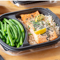 Pactiv Evergreen - 31 Oz, 9.375 X 8 X 1.5" Large Black Microwavable 2-Compartment Rectangle Takeout Container Base, Pack of 250 - 0CN846370000