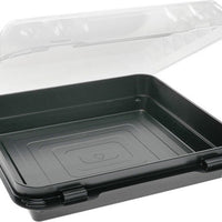 Pactiv Evergreen - 36 Oz 8" X 8" Dual Color SmartLock® Hinged Lid Snack Box Container, Black/Clear, 135 Count - YEH896170000