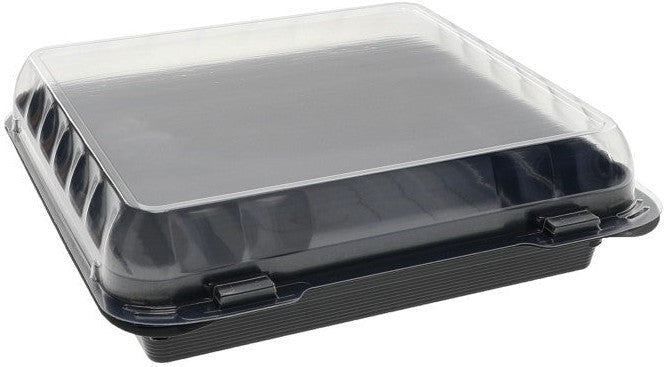 Pactiv Evergreen - 36 Oz 8" X 8" Dual Color SmartLock® Hinged Lid Snack Box Container, Black/Clear, 135 Count - YEH896170000