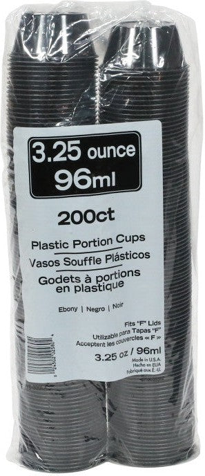 Pactiv Evergreen - 3.25 Oz Black Plastic Portion Cup, Pack of 2400 - YS300EA