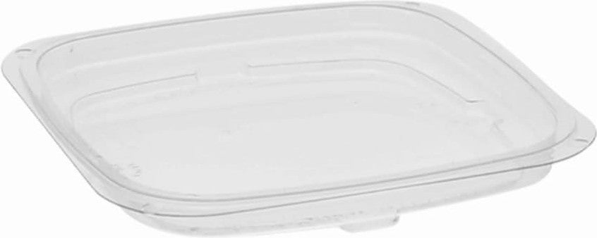 Pactiv Evergreen - 4" Recycled Plastic Square Flat Recessed Clear Deli Container Lid, 960/Cs - YY4SFL (Special Order Item)