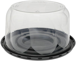 Pactiv Evergreen - 4.25" Swirl Dome and 8" Black Cake Base for 6" Cake, 100/Cs - 8B425S