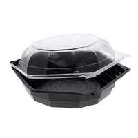 Pactiv Evergreen - 5" Dual Color SmartLock® Hinged Lid Hexagon Container, Black/Clear, 120 Count - YEH891500000