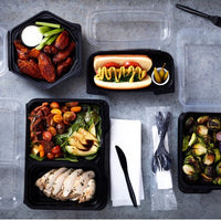 Pactiv Evergreen - 5" Dual Color SmartLock® Hinged Lid Hexagon Container, Black/Clear, 120 Count - YEH891500000