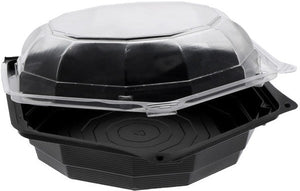 Pactiv Evergreen - 5" Dual Color SmartLock® Hinged Lid Hexagon Container, Black/Clear, 120 Count - YEH891500000