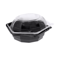 Pactiv Evergreen - 6" Black/Clear, Dual Color SmartLock® Hinged Lid Hexagon Container, Pack of 120 - YEH891600000