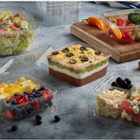 Pactiv Evergreen - 6" Recycled Plastic Square Clear 32 Oz Deli Container 4 Compartment, Pack of 360 - Y6S324C