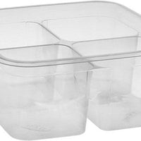 Pactiv Evergreen - 6" Recycled Plastic Square Clear 32 Oz Deli Container 4 Compartment, Pack of 360 - Y6S324C