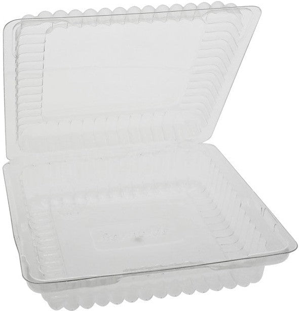 Pactiv Evergreen - 6 x 6 x 1.875" General Hinged Bakery Container with Button, 500/Cs - TV0200NP (Special Order Item)