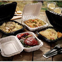 Pactiv Evergreen - 6 x 6 x 3" White, MFPP Hinged Lid Container, 400/cs - YCN806000000