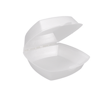 Pactiv Evergreen - 6" x 6" x 3" White PS Foam Hinged Lid Container, 500/Cs - YTH100800000