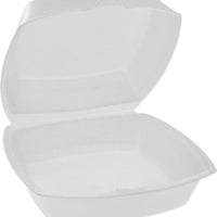 Pactiv Evergreen - 6" x 6" x 3" White PS Foam Hinged Lid Container, 500/Cs - YTH100800000