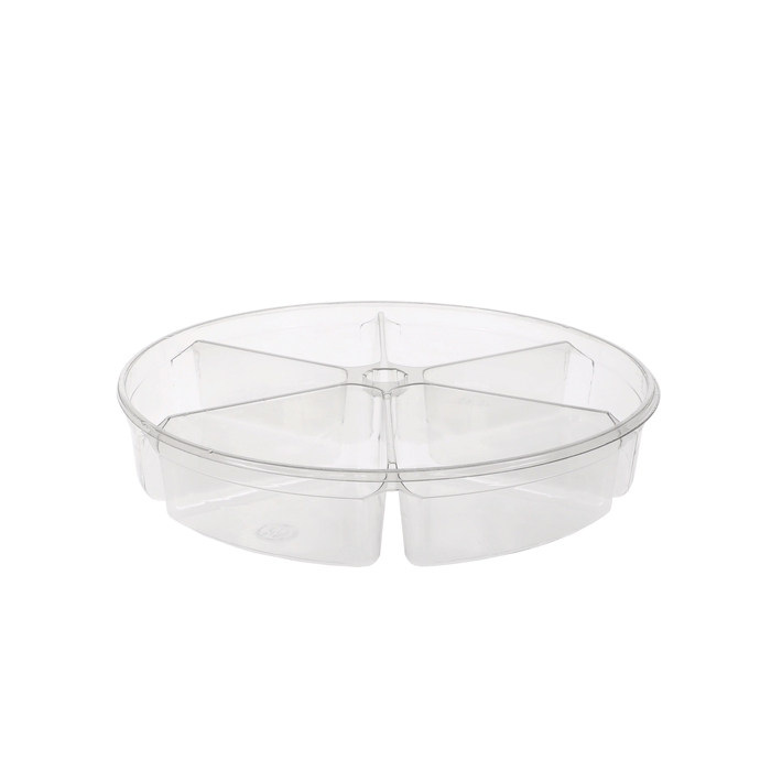 Pactiv Evergreen - 64 Oz 10" Clear 6-Compartment Plastic Round Deli Tub, Pack of 100 - 10646C