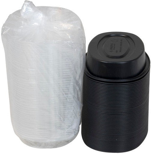 Pactiv Evergreen - 6.88" X 4.56" X 3" Aluminum Carry-Out Container, Black And Gold Base With Clear Dome, Pack of 100 - Y6707WPSFG