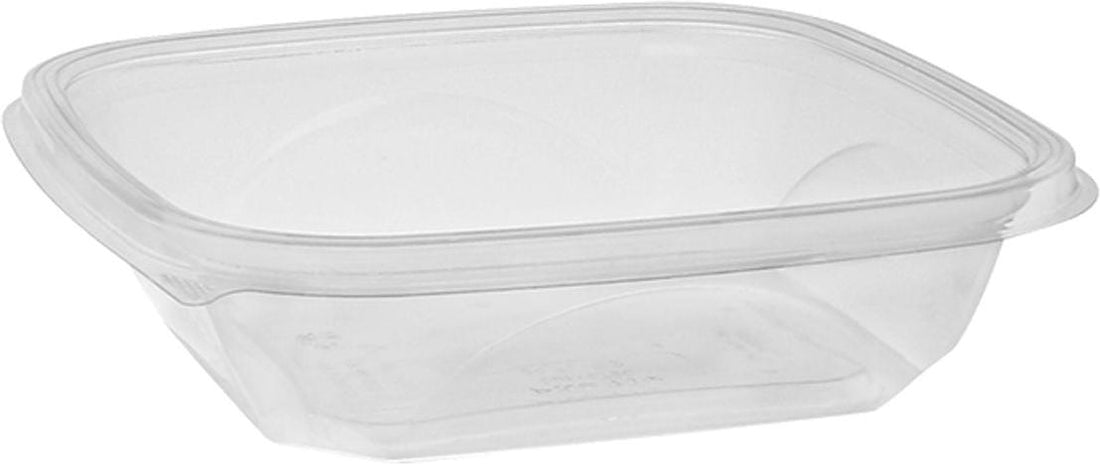 Pactiv Evergreen - 7" x 7" x 1.52" 24 Oz RPET Clear Square Bowl, 300/Cs - 260659