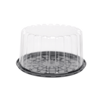 Pactiv Evergreen - 8" Plastic Cake Container With Clear Deep Dome Black Base, Pack of 100 - YEH898010000
