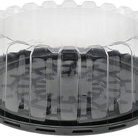 Pactiv Evergreen - 8" Plastic Cake Container With Clear Deep Dome Black Base, Pack of 100 - YEH898010000
