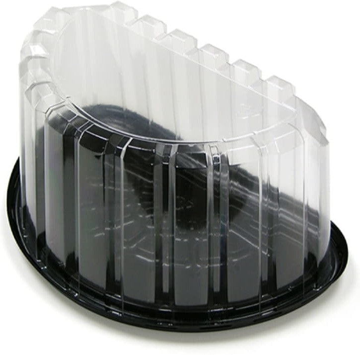 Pactiv Evergreen - 8" Plastic Half Cake Container With Clear Deep Dome Black Base, Pack of 100 - YEH898510000