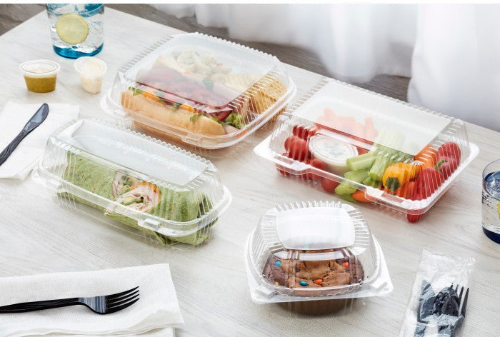 Pactiv Evergreen - 8" SmartLock® Hinged Lid 3-Compartment Container Clear, Pack of 200 - YCI811230000