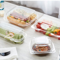 Pactiv Evergreen - 8.2" x 8.3"x 2.9” ClearView® SmartLock® Medium Hinged Lid Container, 200/Cs - YCI811200000