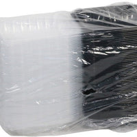 Pactiv Evergreen - 8.5 x 8.6 x 3.1" Black/Clear, Vented Dual-Color 3-Compartment PP Hinged Lid Container, Pack of 150- DC858310B000