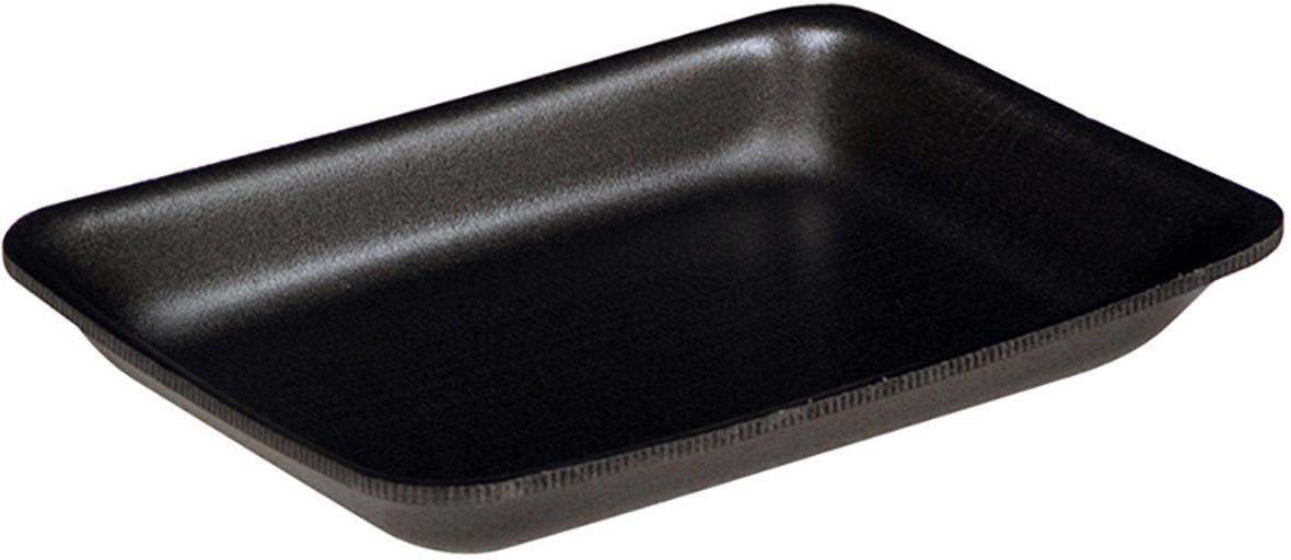 Pactiv Evergreen - 8.6" x 6.5" x 1.2", 3P Black Polystyrene Foam Tray, 400/Cs - 555406