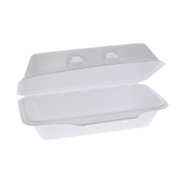 Pactiv Evergreen - 8.8 x 4.5 x 3" White PS Foam SmartLock® Hinged Lid Container, Pack of 150 - YHLW01840000