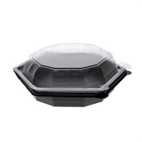 Pactiv Evergreen - 9" Dual Color Shallow Hexagon Container, Black/Clear, 120 Count - YEH8-9090